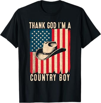 Thank God I'm A Country Music Boy Cowboy Western Retro T-Shirt