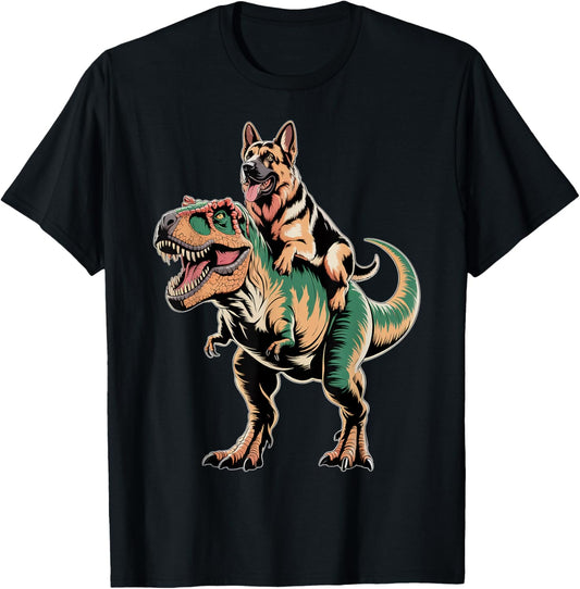 Dinosaur Riding Dog T-Shirt