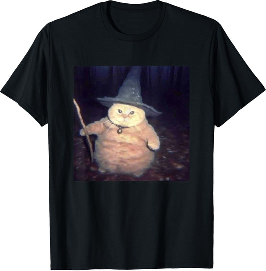 Vintage Witch Cat Peekaboo Halloween Funny Cat Meme Weird T-Shirt