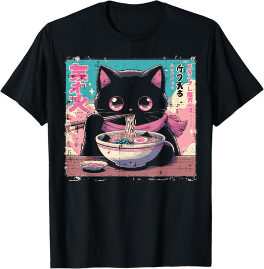 Japanese Cat Ramen Cute Ukiyoe Art Toddler Girls Kids Women T-Shirt