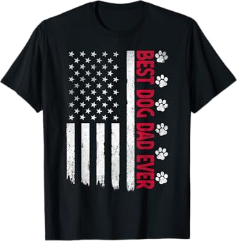 Best Dog Dad Ever American USA Flag Father's Day Dog Lover T-Shirt