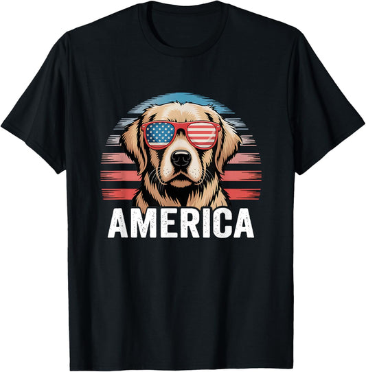 Patriotic Golden Retriever America 4th of July T-Shirt