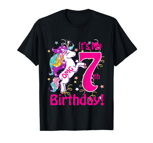 OMG It's My 7th Birthday Girls Unicorn (7 years old) outfit T-Shirt