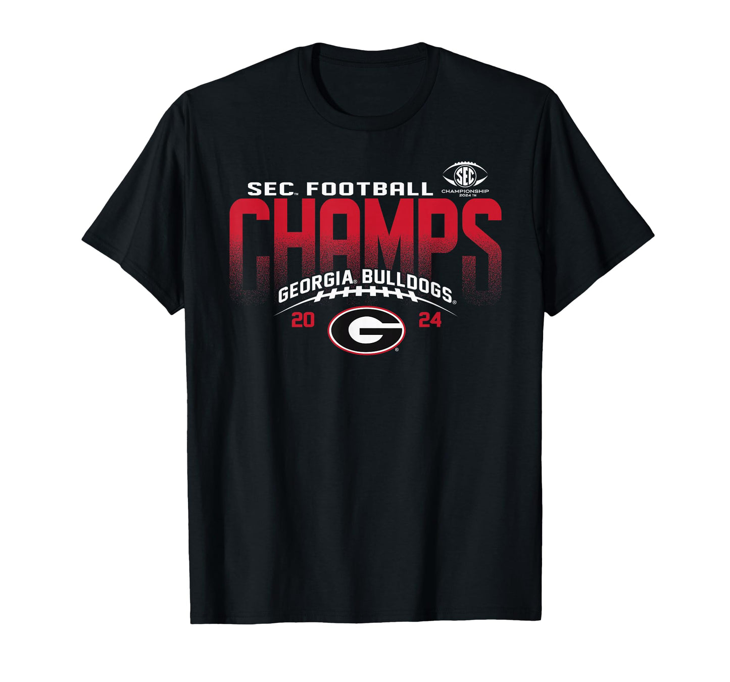 Elite Authentics Georgia Bulldogs Unisex-Adults/Unisex-Kids SEC Champs 2024 Black Cotton/Polyester Blend Short Sleeve Crew Neck T-Shirt