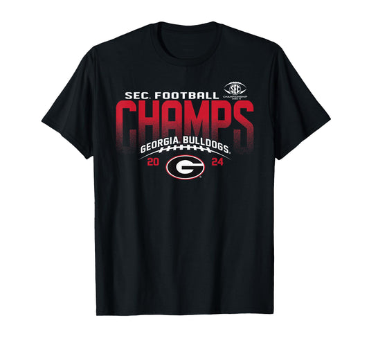 Elite Authentics Georgia Bulldogs Unisex-Adults/Unisex-Kids SEC Champs 2024 Black Cotton/Polyester Blend Short Sleeve Crew Neck T-Shirt