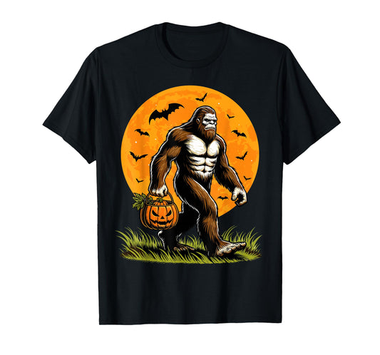 Spooky Bigfoot Halloween Pumpkin Funny Halloween Sasquatch T-Shirt
