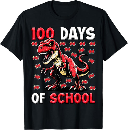 100 Days of School T-Rex Kids Boys 100th Day of School T-Shirt