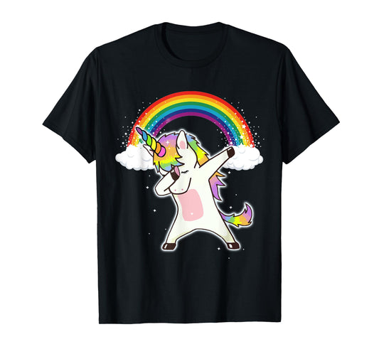 Dabbing Unicorn Shirt Cute Unicorn Dab Dance With Rainbow T-Shirt