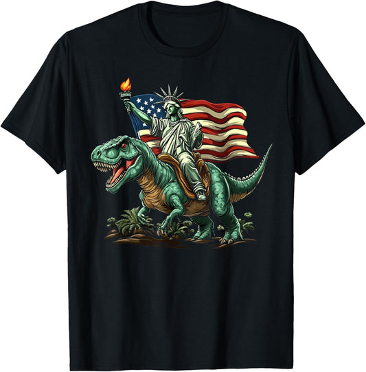 Patriotic Liberty Dino - Funny 4th of July Dinosaur T-Shirt