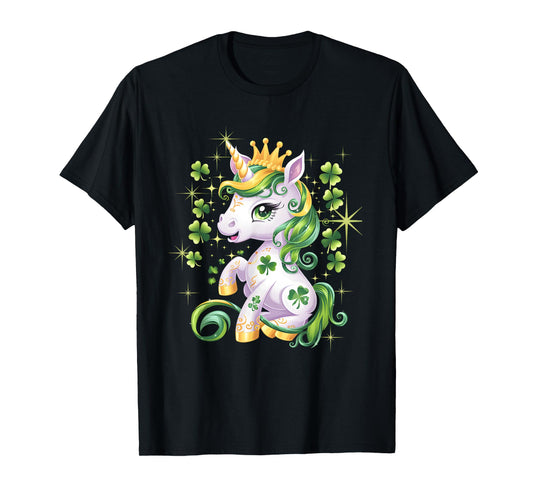 Cute Unicorn Shamrock St Patricks Day Girls Kids Lepricorn T-Shirt
