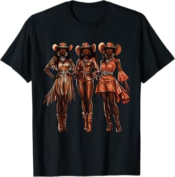 Black African American Cowgirl Western Country Texas Rodeo T-Shirt