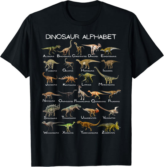 Dinosaur Alphabet ABC Dino Paleontology Educational T-Shirt