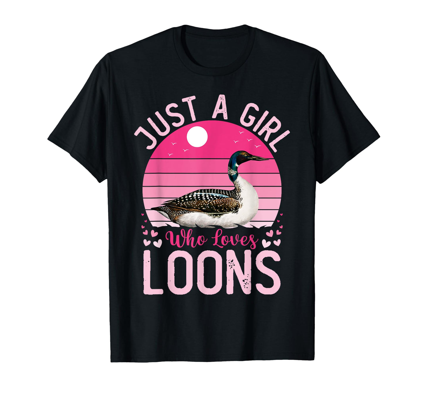 Girls Women Loon Bird Vintage Just A Girl Who Loves Loons T-Shirt