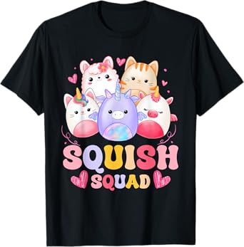 Squish Squad Birthday Shirt For Girls Kids Toddlers Groovy T-Shirt
