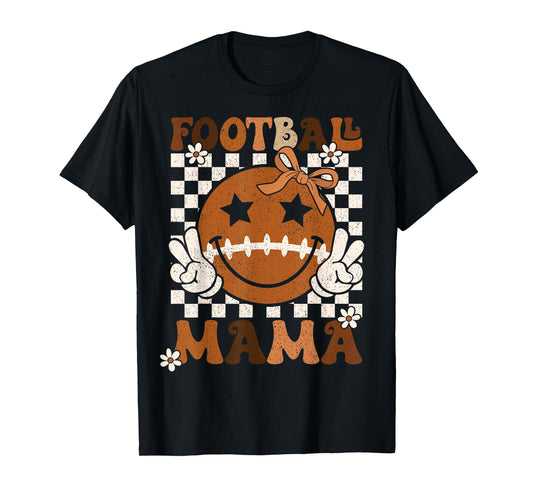 Coquette Bow Football Mama Mom Rtero Game Day T-Shirt