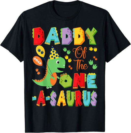 Daddy Of The One-A-Saurus 1St Birthday Boy Dinosaur T-Shirt