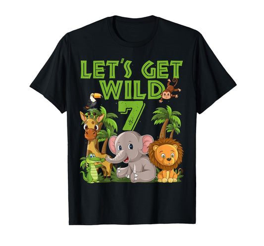 7 Year Old Zoo Birthday Safari Jungle Animal 7th B-day T-Shirt