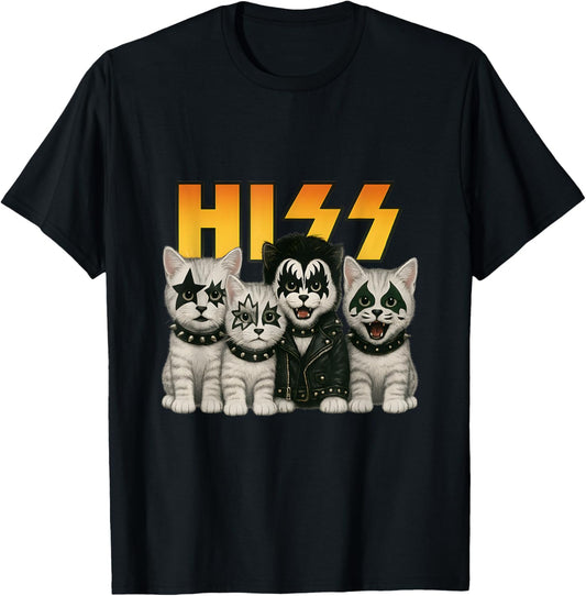 Cute Hiss Cats Rock Kittens Kitty Rocking Music Cat Lovers T-Shirt