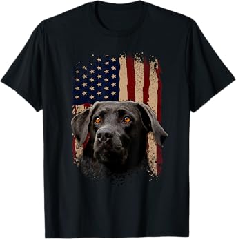 American Black Labrador USA Flag Lab Owner T-Shirt