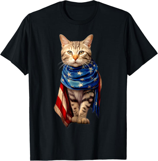 Patriotic Cat 4th Of July Men USA American Flag T-Shirt