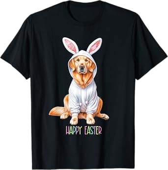 Easter Dog Bunny Spring Golden Retriever Easter Egg Hunting T-Shirt