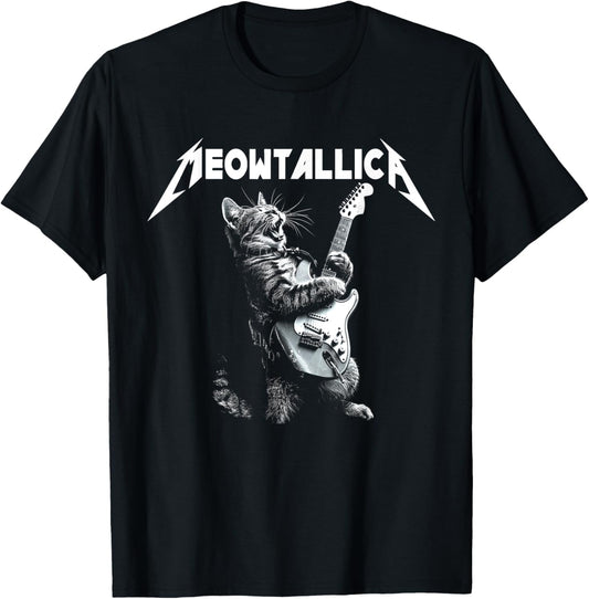 Classic Meowtallica Cute Cats Playing Guitarist Gifts Idea T-Shirt