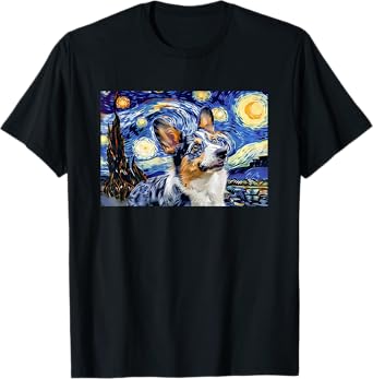 Starry Night Blue Merle Corgi Lover T-Shirt