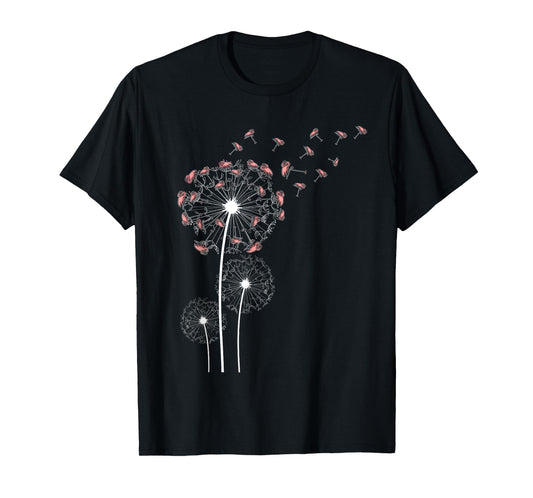 Animal Lover Gift Bird Dandelion Flamingo T-Shirt