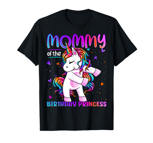 Mommy of the Birthday Princess Girl Flossing Unicorn Mom T-Shirt