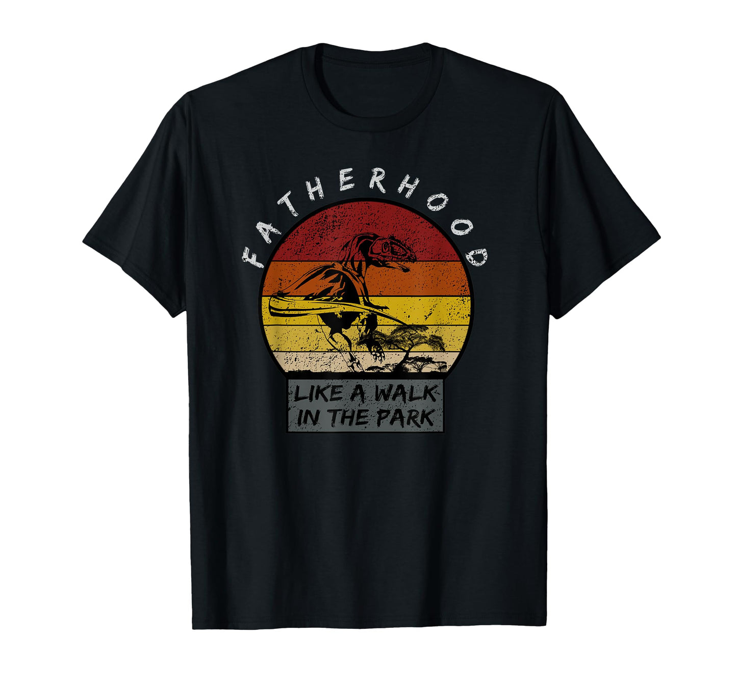 Fatherhood Like A Walk in The Park Dad Retro Sunset T-Shirt
