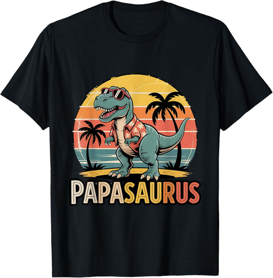 Papasaurus T Rex Dinosaur Funny Papa Saurus Dad Fathers Day T-Shirt
