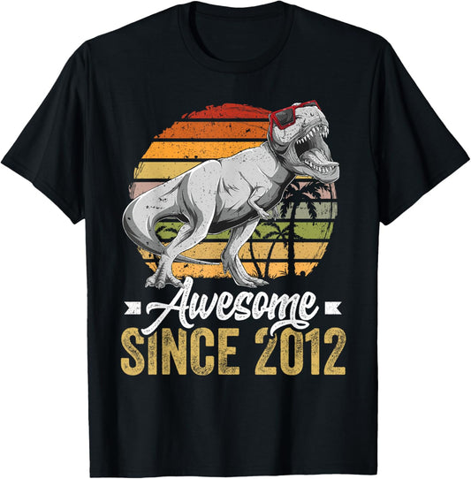 Awesome Since 2012 13 Years Old 13th Birthday Trex Dinosaur T-Shirt