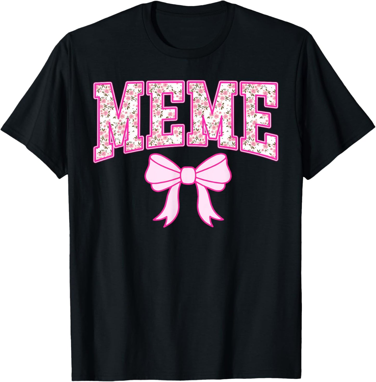 Retro Meme Pink Coquette Bow Floral Team Matching Women T-Shirt