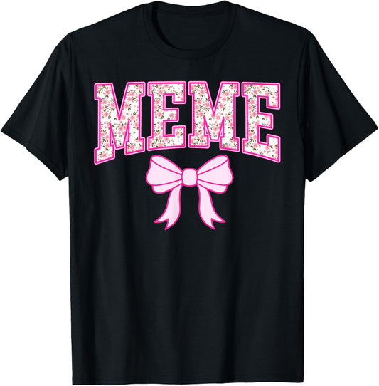 Retro Meme Pink Coquette Bow Floral Team Matching Women T-Shirt