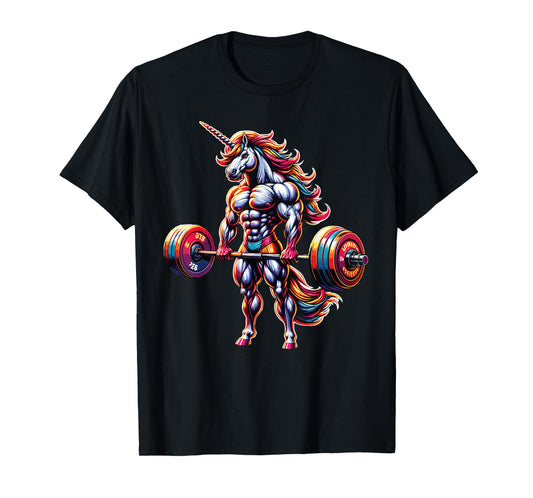 Unicorn Lifting Weights Fitness Lover Barbell Weightlifting T-Shirt