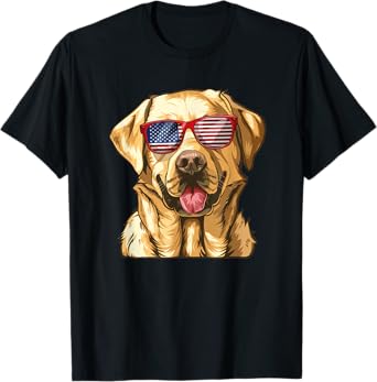 Labrador Retriever USA America Flag 4th of July T-Shirt