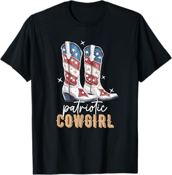 Patriotic Cowgirl Boots American Flag July 4th Of July Rodeo T-Shirt