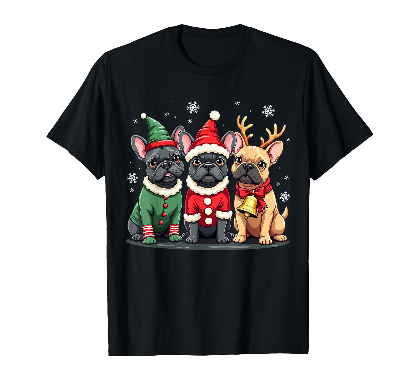 French Bulldog Christmas Dogs Funny Santa Reindeer Elf T-Shirt