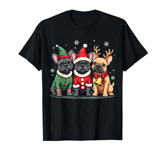 French Bulldog Christmas Dogs Funny Santa Reindeer Elf T-Shirt