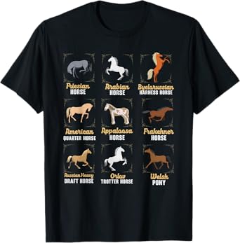 Horse Breeds Equestrian Horse Rider Racer Horseback Riding T-Shirt