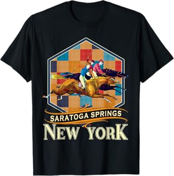 Saratoga Springs New York Vintage Horse Racing Souvenir T-Shirt