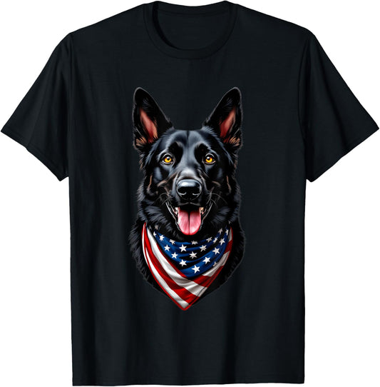Black German Shepherd USA Flag 4th Of July German Shepherd T-Shirt