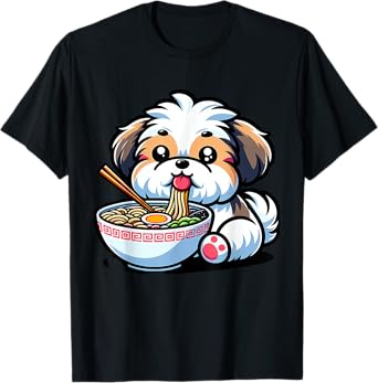 Kawaii Anime Shih Tzu Dog Ramen T-Shirt
