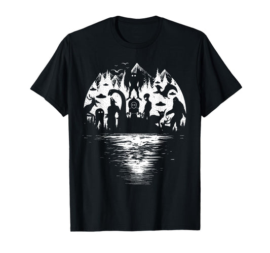 Bigfoot Loch Ness Mothman and Cryptid Monsters Cryptozoology T-Shirt