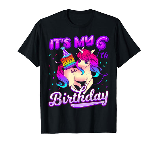Birthday Girl 6 year old, it's my 6th Birthday, Unicorn T-Shirt