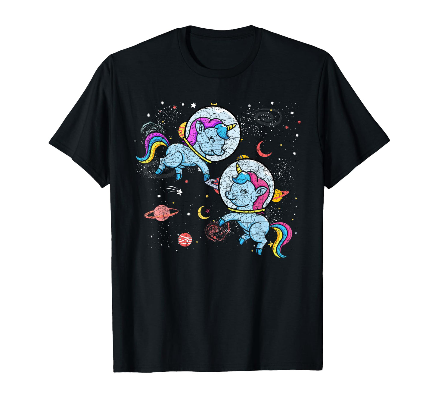Moon Astronaut Outer Space Planets Magical Unicorn T-Shirt