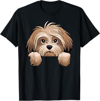 Cute Havanese Peeking Puppy Dog Lover Funny Havanese T-Shirt for Men Women Kids