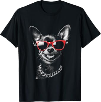 Cool Chihuahua with Sunglasses Funny Dog Attitude T-Shirt for Men Women Kids