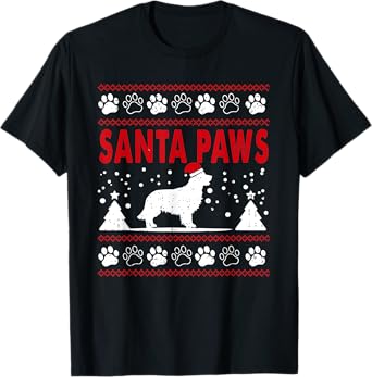 Santa Paw Golden Retriever Dog Merry Christmas Pajamas T-Shirt for Men Women Kids