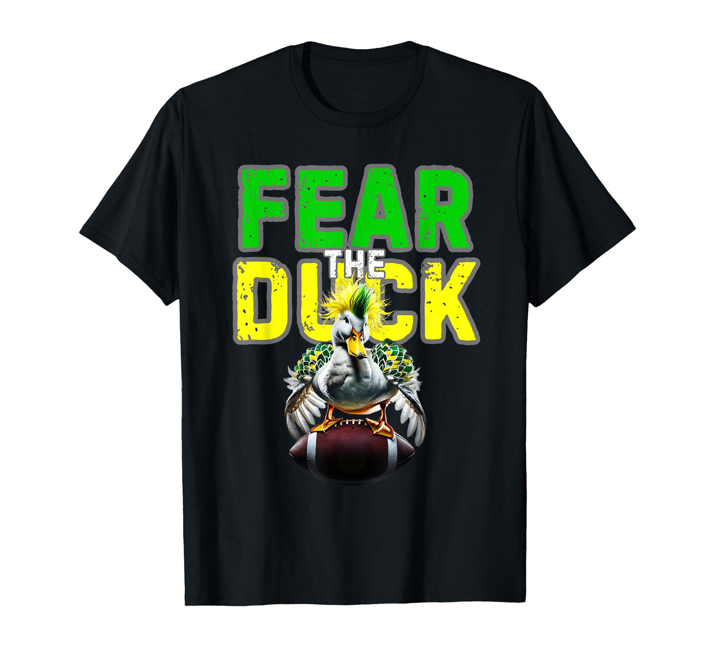 Fear the Duck from Quack Attack features a green and yellow T-Shirt